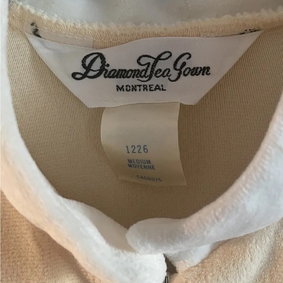 Vtg Diamond Tea Robe Women’s Medium Lounge Dress Nightgown Velour 1/2 Zip - Picture 4 of 9